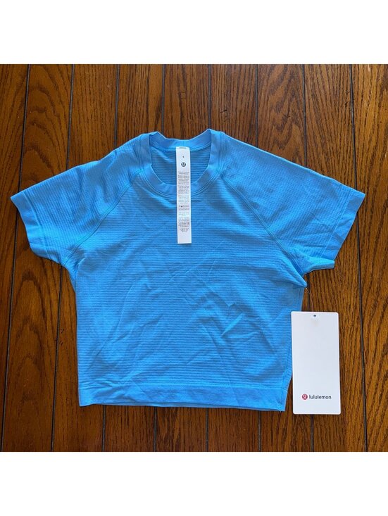 lululemon athletica Tops - Lululemon Swiftly Tech Cropped Short Sleeve 2.0 Ocean Wave Size 4 NWT